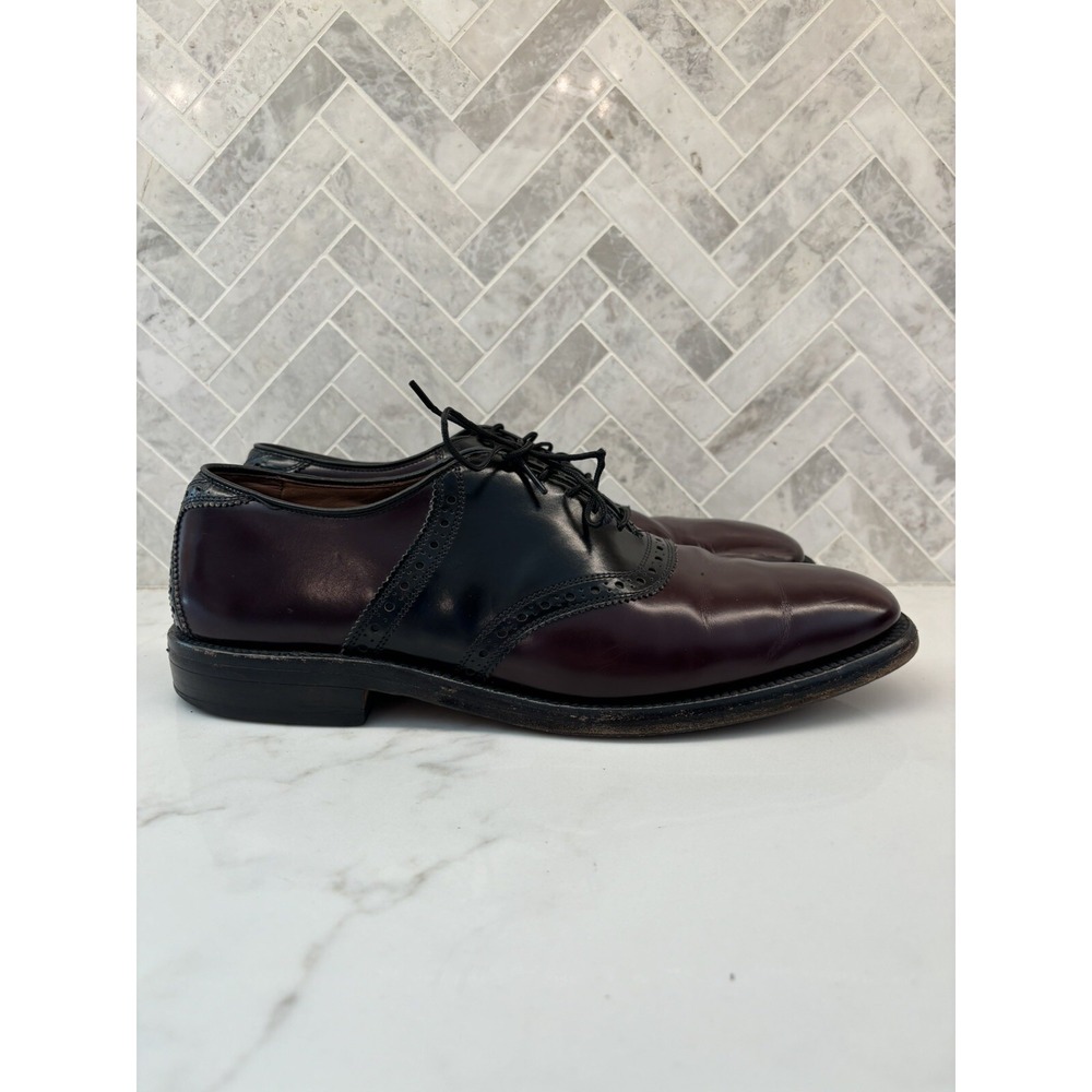 Allen Edmonds Polo Oxford Saddle Dress Shoe Size 10 B Burgundy Black Two Tone
